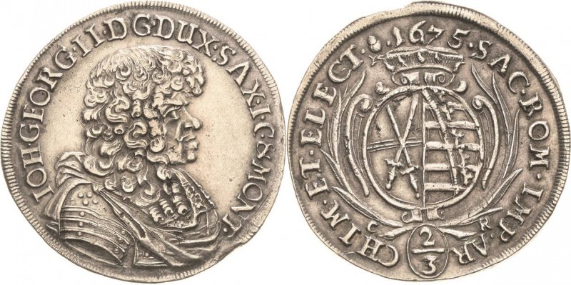 Sachsen-Kurlinie ab 1547 (Albertiner)
Johann Georg II. 1656-1680 2/3 Taler 1675...