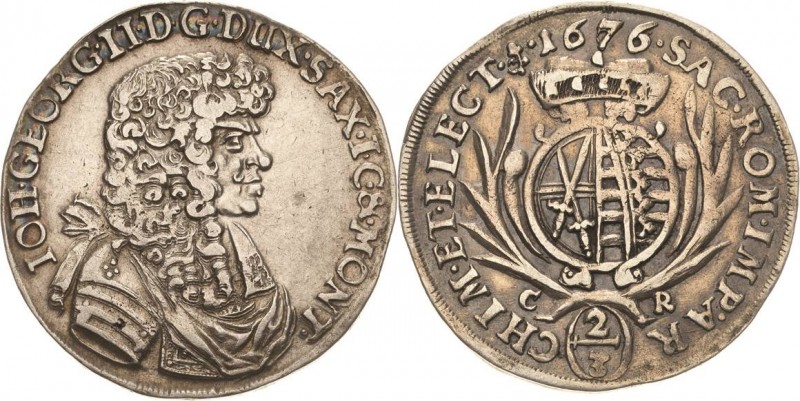 Sachsen-Kurlinie ab 1547 (Albertiner)
Johann Georg II. 1656-1680 2/3 Taler 1676...