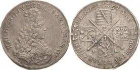 Sachsen-Kurlinie ab 1547 (Albertiner)
Johann Georg IV. 1691-1694 2/3 Taler 1692, IK-Dresden C/K 661 Kohl 317 Davenport 812 Vorzüglich