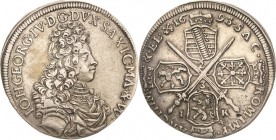 Sachsen-Kurlinie ab 1547 (Albertiner)
Johann Georg IV. 1691-1694 2/3 Taler 1693, IK-Dresden C/K 661 Kohl 317 Davenport 812 Sehr schön-vorzüglich
