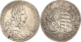 Sachsen-Kurlinie ab 1547 (Albertiner)
Friedrich August I., der Starke 1694-1733 2/3 Taler 1696, EPH-Leipzig Variante mit teil-gerastertem Kurschild K...