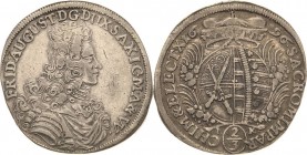 Sachsen-Kurlinie ab 1547 (Albertiner)
Friedrich August I., der Starke 1694-1733 2/3 Taler 1696, IK-Dresden Der Kurschild ist im oberen Feld damaszier...