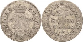 Sachsen-Kurlinie ab 1547 (Albertiner)
Friedrich August I., der Starke 1694-1733 1/24 Taler (Groschen) 1709, ILH-Dresden Monogramm Kahnt 190 Kohl 408 ...