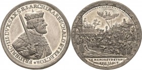 Sachsen-Kurlinie ab 1547 (Albertiner)
Friedrich August I., der Starke 1694-1733 Zinnmedaille 1717 (C. Wermuth) 200 Jahre Reformation in Sachsen. Brus...
