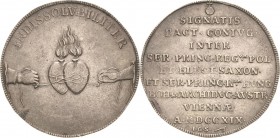Sachsen-Kurlinie ab 1547 (Albertiner)
Friedrich August I., der Starke 1694-1733 Taler 1719, IGS-Dresden Auf die Vermählung des Kurprinzen Friedrich A...