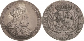 Sachsen-Kurlinie ab 1547 (Albertiner)
Friedrich August II. 1733-1763 Taler 1755, EDC-Leipzig Für Polen. Mit gefütterter Krone und EDC ohne Punkte Kah...