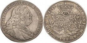 Sachsen-Kurlinie ab 1547 (Albertiner)
Friedrich August II. 1733-1763 2/3 Taler 1755, FWôF-Dresden Kahnt 547 Kohl 466 Davenport 831 Sehr selten. Sehr ...