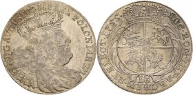 Sachsen-Kurlinie ab 1547 (Albertiner)
Friedrich August II. 1733-1763 18 Gröscher (Tympf) 1755, EC-Leipzig Kahnt 688 d Kopicki 2113 Olding 479 Gumowsk...