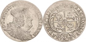 Sachsen-Kurlinie ab 1547 (Albertiner)
Friedrich August II. 1733-1763 6 Groschen (Szostak) 1755, EC-Leipzig Kahnt 693 j Kopicki 2101 (R1) Olding 480 a...