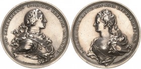 Sachsen-Kurlinie ab 1547 (Albertiner)
Friedrich August II. 1733-1763 Silbermedaille o.J. (1759) (Schega) Vermählung seiner Tochter Maria Anna mit dem...