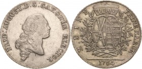 Sachsen-Kurlinie ab 1547 (Albertiner)
Friedrich August III. 1763-1806 Taler 1764, EDC-Dresden Mit Signatur St am Halsabschnitt Kahnt 1065 Buck 107 Sc...