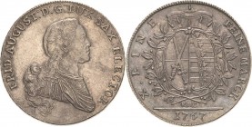 Sachsen-Kurlinie ab 1547 (Albertiner)
Friedrich August III. 1763-1806 Taler 1767, EDC-Dresden Kahnt 1072 Buck 127 b Schnee 1071 Davenport 2682 Attrak...
