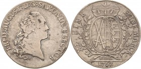 Sachsen-Kurlinie ab 1547 (Albertiner)
Friedrich August III. 1763-1806 1/3 Taler 1767, EDC-Dresden Kahnt 1112 Buck 105 c Slg. Merseburger 2001 (R) Seh...