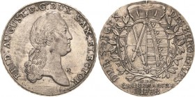 Sachsen-Kurlinie ab 1547 (Albertiner)
Friedrich August III. 1763-1806 Taler 1778, EDC-Dresden Ausbeute Kahnt 1075 Buck 142 Schnee 1074 Müseler 56.1.4...