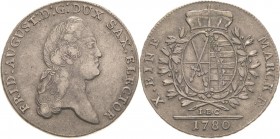 Sachsen-Kurlinie ab 1547 (Albertiner)
Friedrich August III. 1763-1806 Taler 1780, IEC-Dresden Kahnt 1079 Buck 157 a Schnee 1077 Davenport 2695 Sehr s...