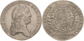 Sachsen-Kurlinie ab 1547 (Albertiner)
Friedrich August III. 1763-1806 Taler 1785, IEC-Dresden Ausbeute Kahnt 1082 Buck 160 Schnee 1080 Müseler 56.1.4...
