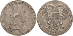 Sachsen-Kurlinie ab 1547 (Albertiner)
Friedrich August III. 1763-1806 Taler 1790, IEC-Dresden Vikariat Kahnt 1154 Buck 174 Schnee 1088 Davenport 2697...