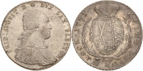 Sachsen-Kurlinie ab 1547 (Albertiner)
Friedrich August III. 1763-1806 Taler 1791, IEC-Dresden Mit altem Sammlungskärtchen Kahnt 1085 Buck 177 a Schne...