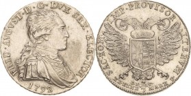 Sachsen-Kurlinie ab 1547 (Albertiner)
Friedrich August III. 1763-1806 2/3 Taler 1792, IEC-Dresden Vikariat Kahnt 1160 Buck 184 Fast vorzüglich/vorzüg...