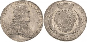 Sachsen-Kurlinie ab 1547 (Albertiner)
Friedrich August III. 1763-1806 Taler 1799, IEC-Dresden Interessante Variante in der Wappengestaltung mit Korde...
