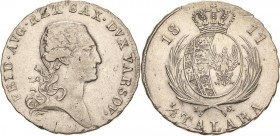 Sachsen-Kurlinie ab 1547 (Albertiner)
Friedrich August I. 1806-1827 1/3 Taler 1811, IS-Warschau Kahnt 1268 AKS 195 Jaeger 206 Kopicki 3696 (R) Gumows...