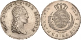 Sachsen-Kurlinie ab 1547 (Albertiner)
Friedrich August I. 1806-1827 Taler 1812, SGH-Dresden Napoleonrand Kahnt 1204 Kahnt 416 AKS 12 Jaeger 12 Davenp...