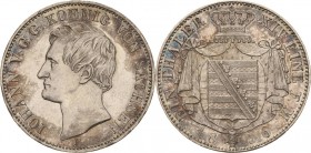 Sachsen-Kurlinie ab 1547 (Albertiner)
Johann 1854-1873 Taler 1856, F-Dresden AKS 130 Jaeger 102 Kahnt 461 Davenport 887 Attraktives Exemplar vom Erst...