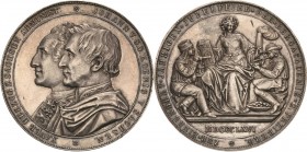 Sachsen-Kurlinie ab 1547 (Albertiner)
Johann 1854-1873 Silbermedaille im Doppeltalergewicht 1866 (G.J. Buschnick/A. Stanger) 100-jähriges Bestehen de...