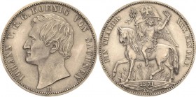 Sachsen-Kurlinie ab 1547 (Albertiner)
Johann 1854-1873 Taler 1871, B-Dresden Sieg AKS 159 Jaeger 132 Kahnt 473 Davenport 898 Fast prägefrisch