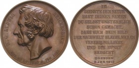 Sachsen-Kurlinie ab 1547 (Albertiner)
Johann 1854-1873 Bronzemedaille 1873 (Bardulek) Auf den Naturwissenschaftler H.G. Ludwig Reichenbach. Kopf nach...