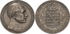 Sachsen-Kurlinie ab 1547 (Albertiner)
Friedrich August III. 1904-1918 Silbermedaille o.J. (P. Sturm) Landesverband Sächsischer Geflügelzüchtervereine...
