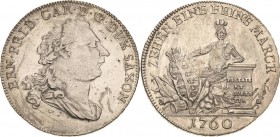 Sachsen-Hildburghausen
Ernst Friedrich III. Carl 1745-1780 Taler 1760, o.Mzz.-Hildburghausen Mit großem Kopf und großer Jahreszahl Hollmann 85 Slg. M...
