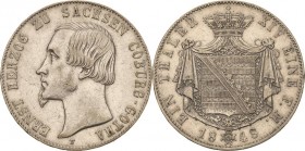 Sachsen-Coburg-Gotha
Ernst II. 1844-1893 Taler 1848, F-Dresden AKS 101 Jaeger 285 Kahnt 494 Davenport 823 KOR 1185 Sehr schön+