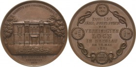 Schlesien-Medaillen
 Bronzemedaille 1891 (Lauer) Auf das 150-jährige Bestehen der Vereinigten Loge in Breslau. Ansicht der Bauhütte der Vereinigten L...