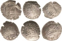 Stolberg-Stolberg
Ludwig II. von Königstein 1535-1574 Einseitiger Pfennig (3x) und Ludwig Georg 1572-1618 Einseitiger Pfennig (3x) Friederich 575, 61...