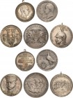 Brandenburg-Preußen
Lot-5 Stück Silbermedaillen 1892 (Oertel) - Auf den Dreibund zwischen Deutschland, Österreich und Italien, 1895 (unsigniert) - Zu...