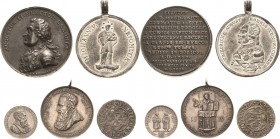 Sachsen
Lot-5 Stück Interessantes Lot von sächsischen Münzen und Medaillen. Friedrich III., Johann und Georg-1/2 Schwertgroschen o.J. Leipzig (Keilit...