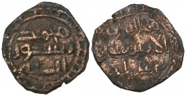 Umayyad, fals, without mint or date, citing Sulayman bin Salim (probably Sulayman b. Salim al-Kalbi, governor of Sind 127-130h), 1.95g, cleaned, fair ...