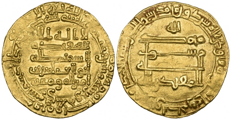 Abbasid, al-Muqtadir (295-320h), dinar, Suq al-Ahwaz 310h, 4.21g (Bernardi 242Nf...