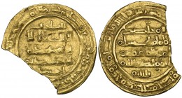 ‘Abbadid of Seville, ‘Abbad b. Muhammad al-Mu‘tadid (439-461h), dinar, al-Andalus 440h, 2.83g (Prieto 397d), part of edge broken off but date still fu...