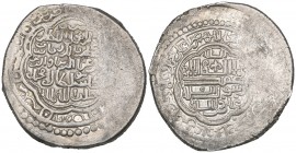 Ilkhanid, Uljaytu (703-716h), silver 6-dirhams, Tus 714h, obv., with fleur-de-lis above field, 11.78g (Diler 370), faint traces of mounting and some w...