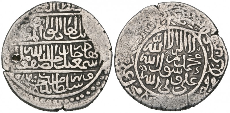 Safavid, Ismail I (907-930h), silver shahi, Badakhshan 918h, 9.28g (Album 2576),...