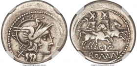 Anonymous (ca. 170-150 BC?). AR imitative denarius (19mm, 4.16 gm, 12h). NGC VF 5/5 - 5/5. Uncertain mint in Dacia (?). Head of Roma right, wearing pe...