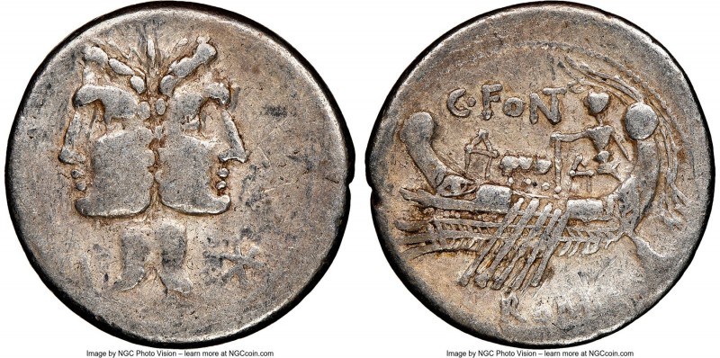 C. Fonteius (ca. 114/3 BC). AR denarius (20mm, 12h). NGC VF, graffito, scratches...