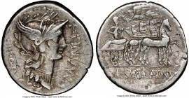 L. Cornelius Sulla as Imperator, and L. Manlius Torquatus as Proquaestor (82 BC). AR denarius (19mm, 3.84 gm, 8h). NGC VF 5/5 - 3/5, bankers mark. Mil...