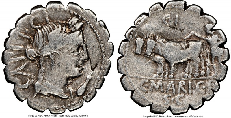 C. Marius C.f. Capito (ca. 81 BC) AR denarius serratus (20mm, 10h). NGC Choice F...