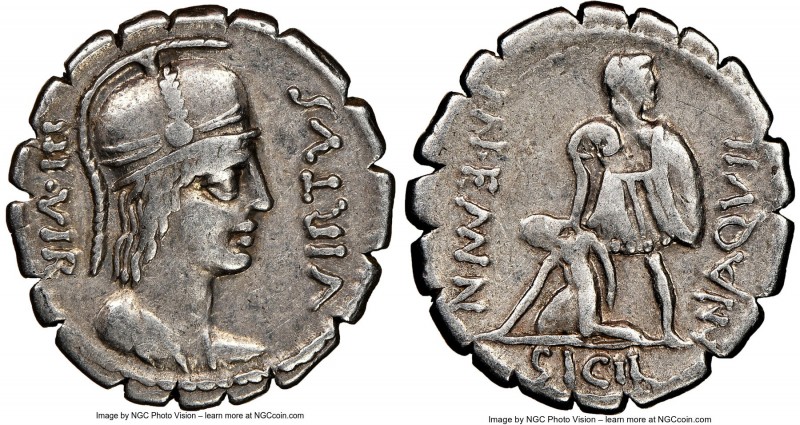 Mn. Aquillius M.f. (ca. 71/65 BC). AR denarius serratus (19mm, 5h). NGC VF. Rome...