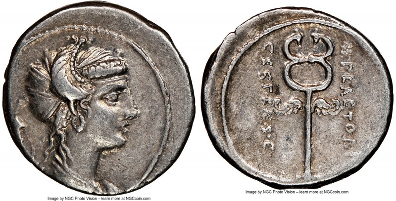 M. Plaetorius M.f. Cestianus (67 or 57 BC). AR denarius (18mm, 4h). NGC XF. Rome...