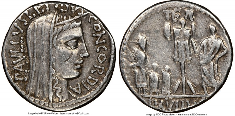 L. Aemilius Lepidus Paullus (ca. 62 BC). AR denarius (18mm, 7h). NGC Choice VF, ...