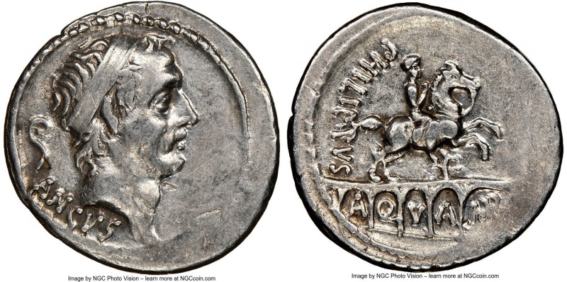 L. Marcius Philippus (57/6 BC). AR denarius (19mm, 4h). NGC XF, marks. Rome. ANC...